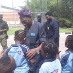 Chief Olusegun Obasanjo welcoming CVS kids to his library